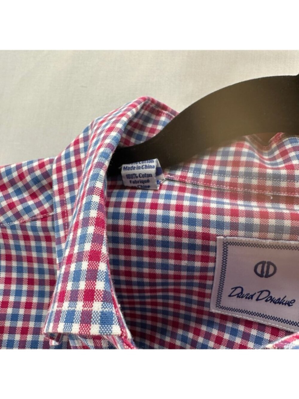 David Donahue Button Down Shirt Men M 100% Cotton Long Sleeve Gingham Red/ Blue - Picture 11 of 12